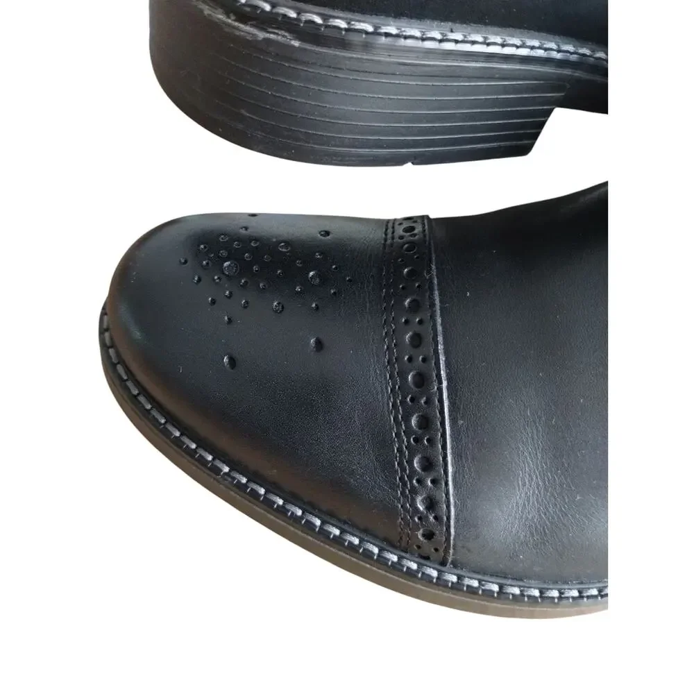 NWO Quirelli Mens Black Borrego Leather Casual Office Wear Booties size 8‎